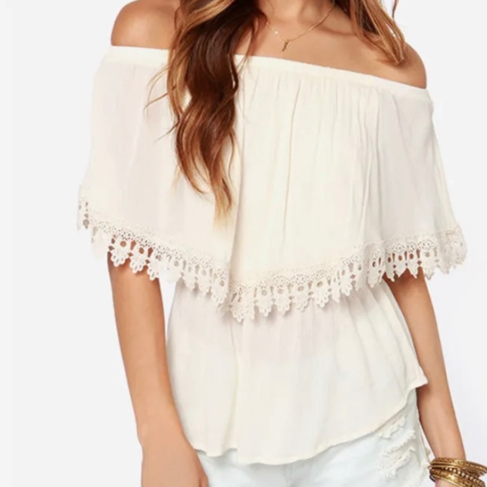 Lush Tops | Lush a dream off the shoulder Lace top